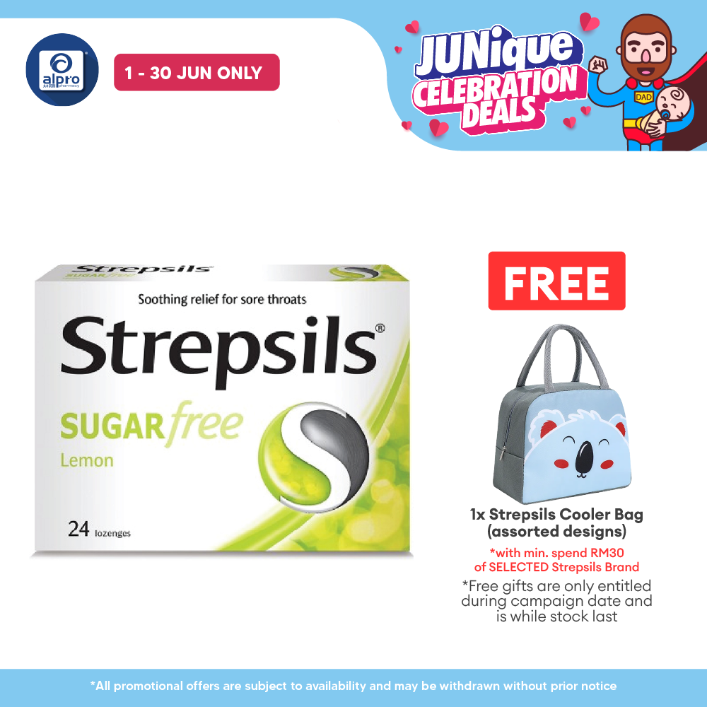 Strepsils Lemon Sugar Free 24s | Symptomatic Mouth and Throat Relief Strepsils
