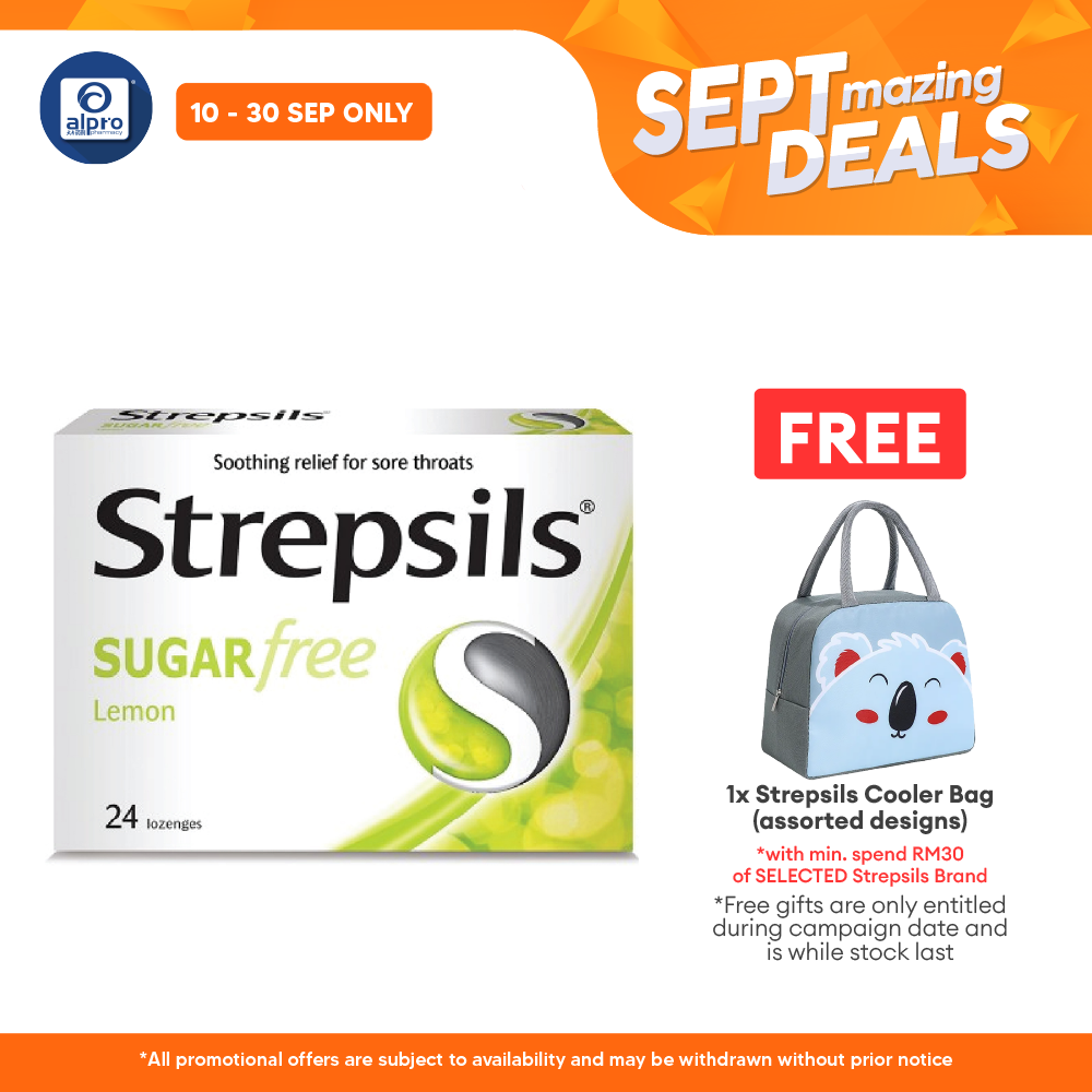 Strepsils Lemon Sugar Free 24s | Symptomatic Mouth and Throat Relief Alpro Pharmacy