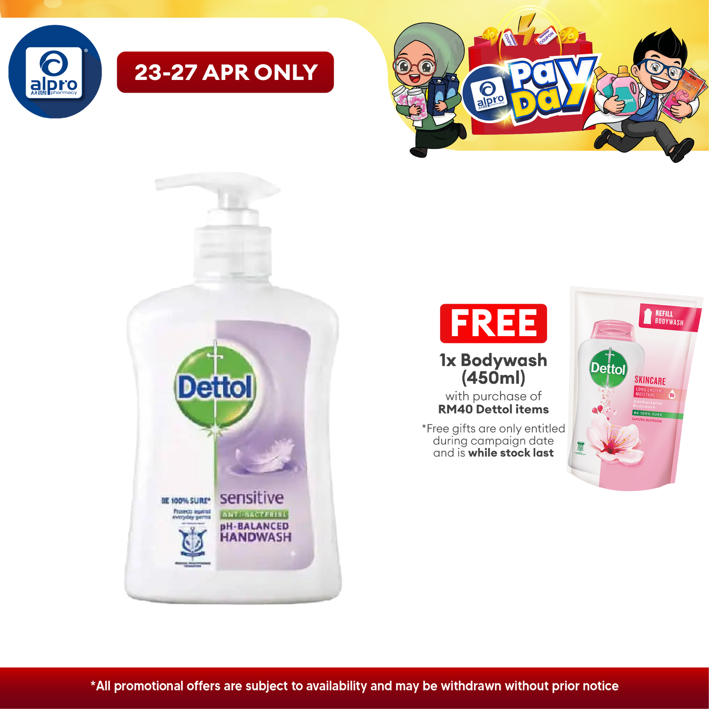 Dettol Sensitive Anti Bacterial Handwash (250ml) Alpro Pharmacy