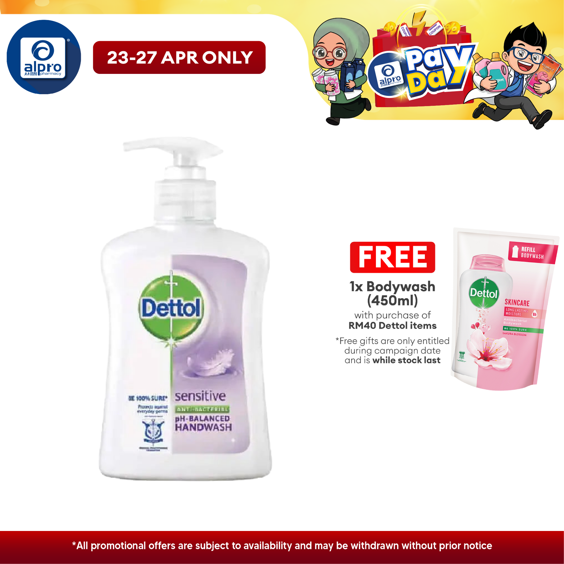 Dettol Sensitive Anti Bacterial Handwash (250ml) Alpro Pharmacy