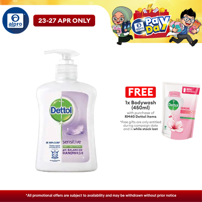 Dettol Sensitive Anti Bacterial Handwash (250ml) Alpro Pharmacy