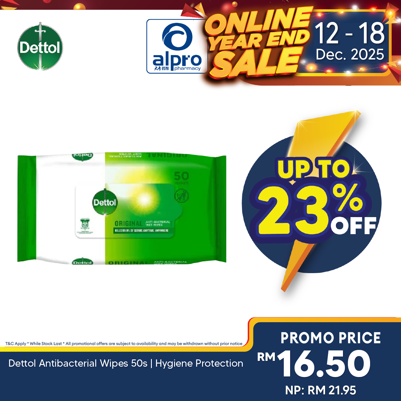 Dettol Antibacterial Wipes 50s | Hygiene Protection Dettol