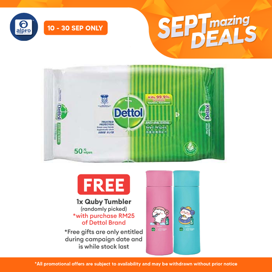Dettol Antibacterial Wipes 50s | Hygiene Protection Alpro Pharmacy