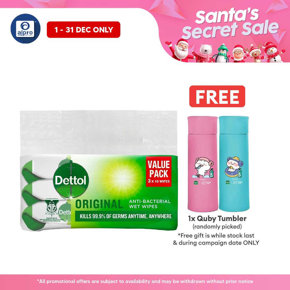 Dettol Anti-bacterial Wipes Value Pack 3x10s Dettol
