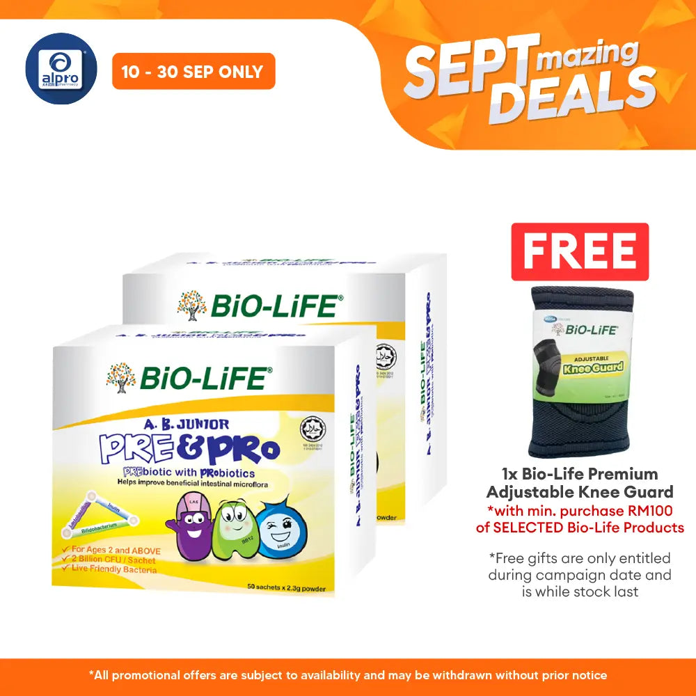 Bio-life A.B. Junior Prebiotic & Probiotic 2.3g 2x50s | Improve Bowel Movement Bio-life