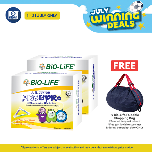 Bio-life A.B. Junior Prebiotic & Probiotic 2.3g 2x50s | Improve Bowel Movement Bio-life
