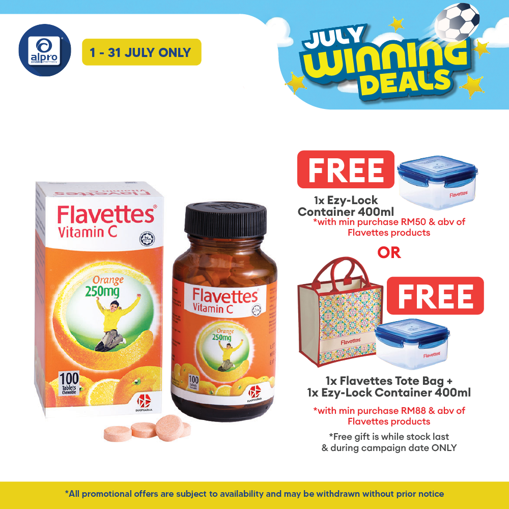 Flavettes Vitamin C 250mg Orange for Adults 100s  | Immune System Health Flavettes