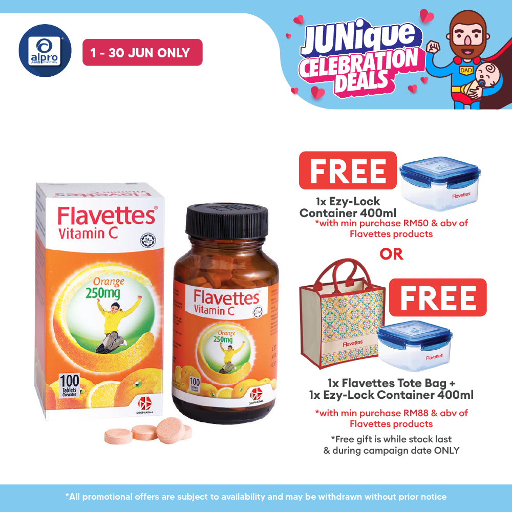 Flavettes Vitamin C 250mg Orange for Adults 100s  | Immune System Health Flavettes