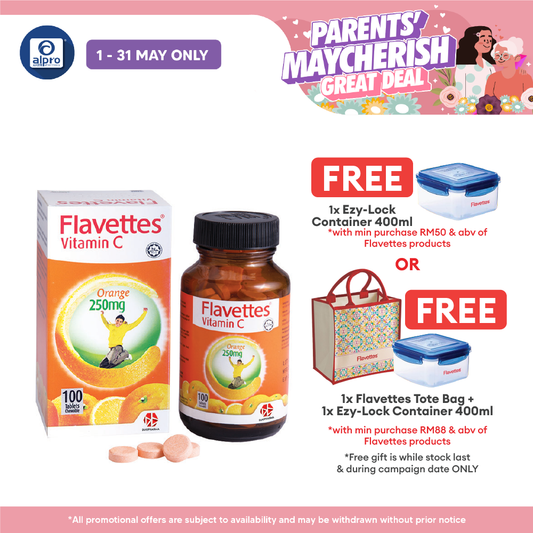 Flavettes Vitamin C 250mg Orange for Adults 100s  | Immune System Health Flavettes