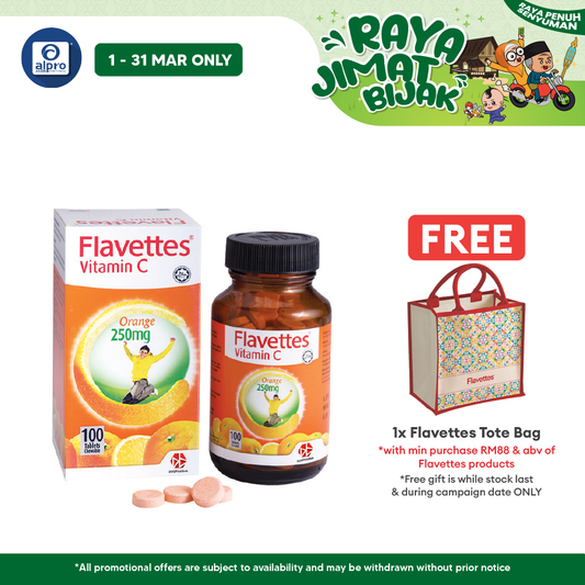 Flavettes Vitamin C 250mg Orange for Adults 100s | Immune System Health Alpro Pharmacy