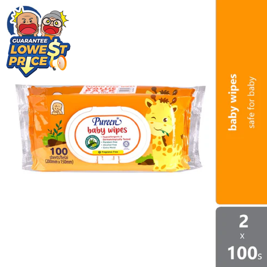Pureen Baby Wipes Fragrance Free (2 X 100's) [value Pack] Pureen
