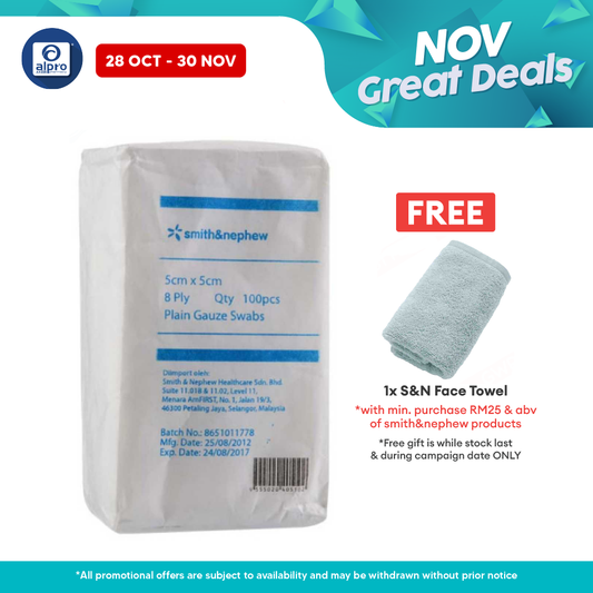 S&n Plain Gauze Swabs 5cmx5cmx8ply 100s Alpro Pharmacy