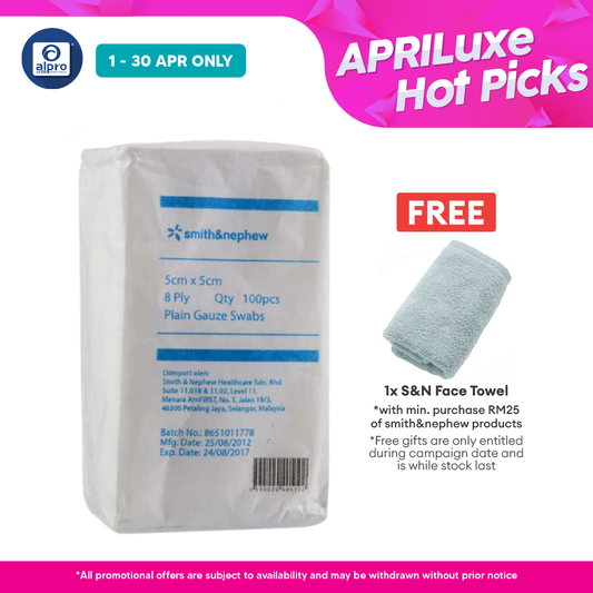 S&n Plain Gauze Swabs 5cmx5cmx8ply 100s Smith&nephew