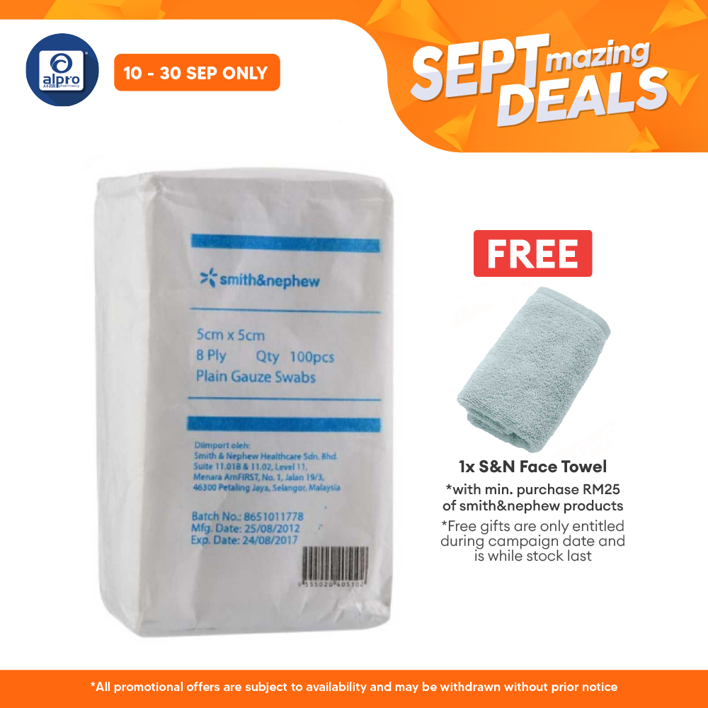 S&n Plain Gauze Swabs 5cmx5cmx8ply 100s Alpro Pharmacy