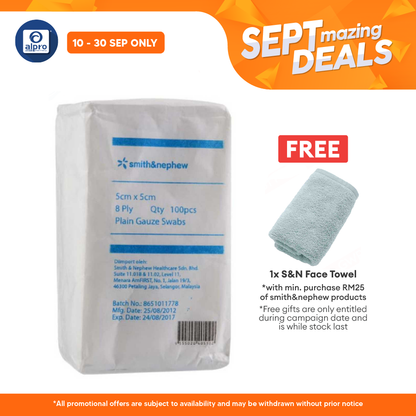 S&n Plain Gauze Swabs 5cmx5cmx8ply 100s Alpro Pharmacy