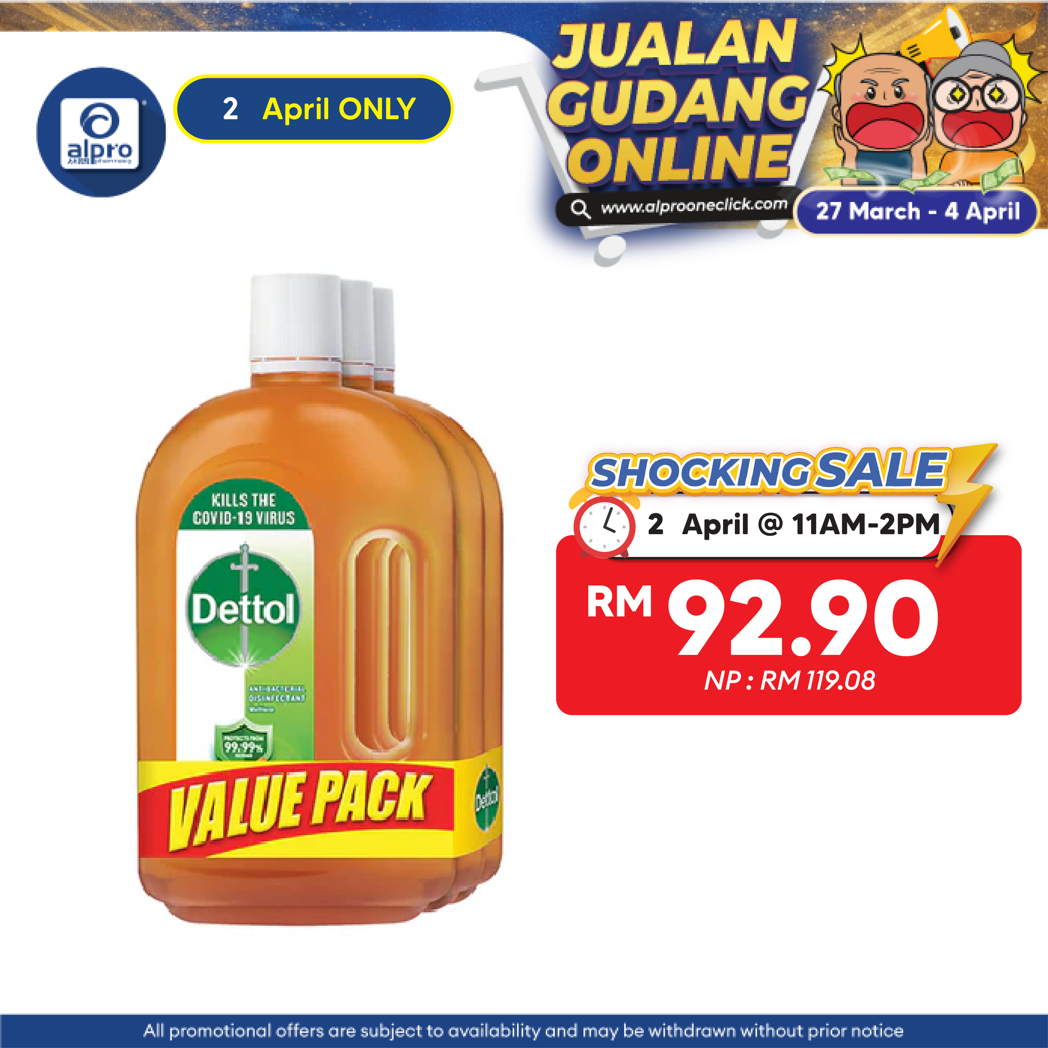 Dettol Antiseptic Liquid 3s x 750ml | For Medical & Hygiene Alpro Pharmacy