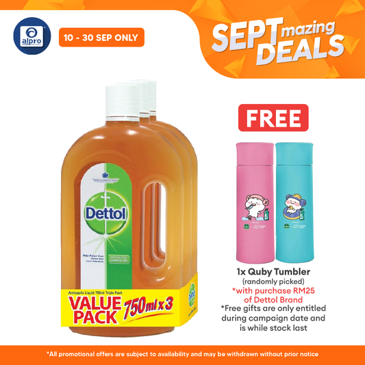 Dettol Antiseptic Liquid 750ml 3s | For Medical & Hygiene Alpro Pharmacy