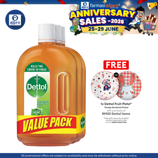 Dettol Antiseptic Liquid 3s x 750ml | For Medical & Hygiene Alpro Pharmacy
