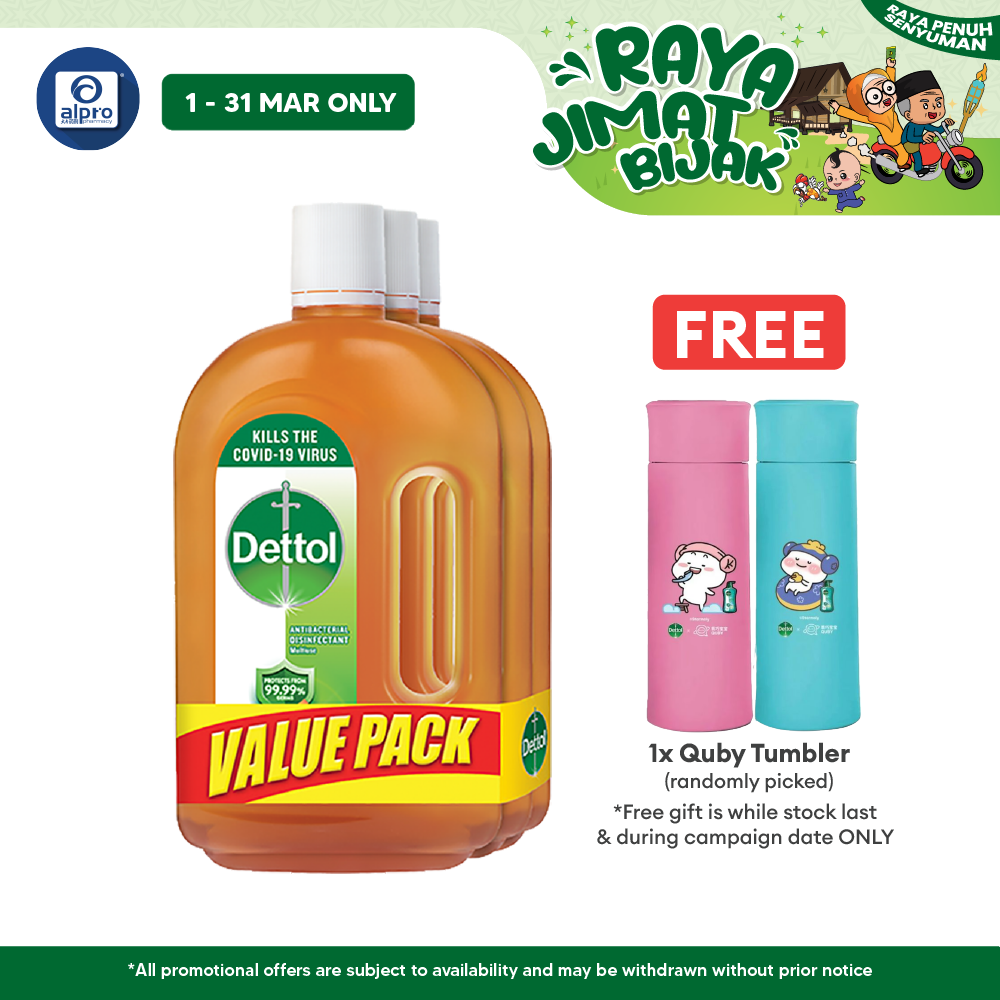 Dettol Antiseptic Liquid 3s x 750ml | For Medical & Hygiene Alpro Pharmacy