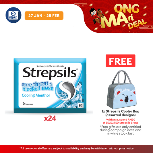 Strepsils Sore Throat &blocked Nose Cooling Menthol 24x6s Strepsils