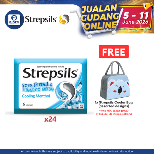 Strepsils Sore Throat &blocked Nose Cooling Menthol 24x6s Strepsils