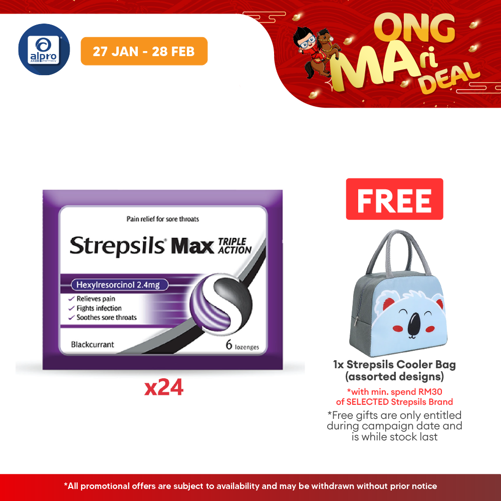 Strepsils Max Blackcurrant 24x6s Strepsils