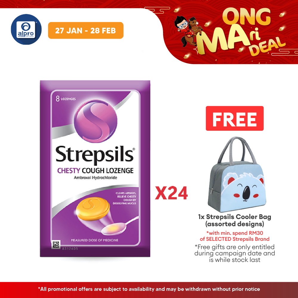 Strepsils Chesty Cough Lozenge 24x8s | Ambroxol Hydrochloride Strepsils