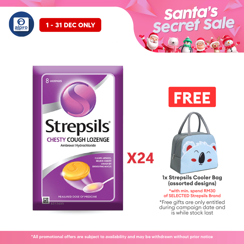 Strepsils Chesty Cough Lozenge 24x8s | Ambroxol Hydrochloride Strepsils