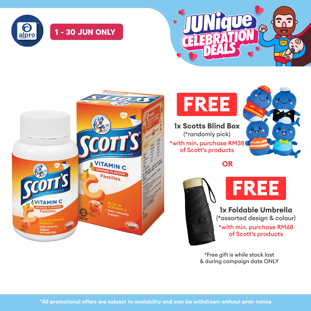 Scotts Vitamin C Pastilles (Orange) 50s | For Children Above 2 Years Old Scotts