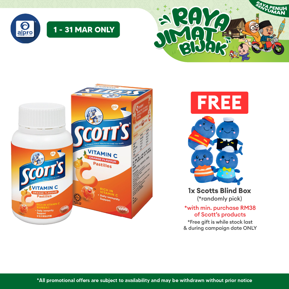 Scotts Vitamin C Pastilles (Orange) 50s | For Children Above 2 Years Old Scotts