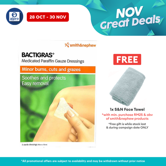 S&n Bactigras Medicated Paraffin Gauze Dressing 10cmx10cm 3s Alpro Pharmacy