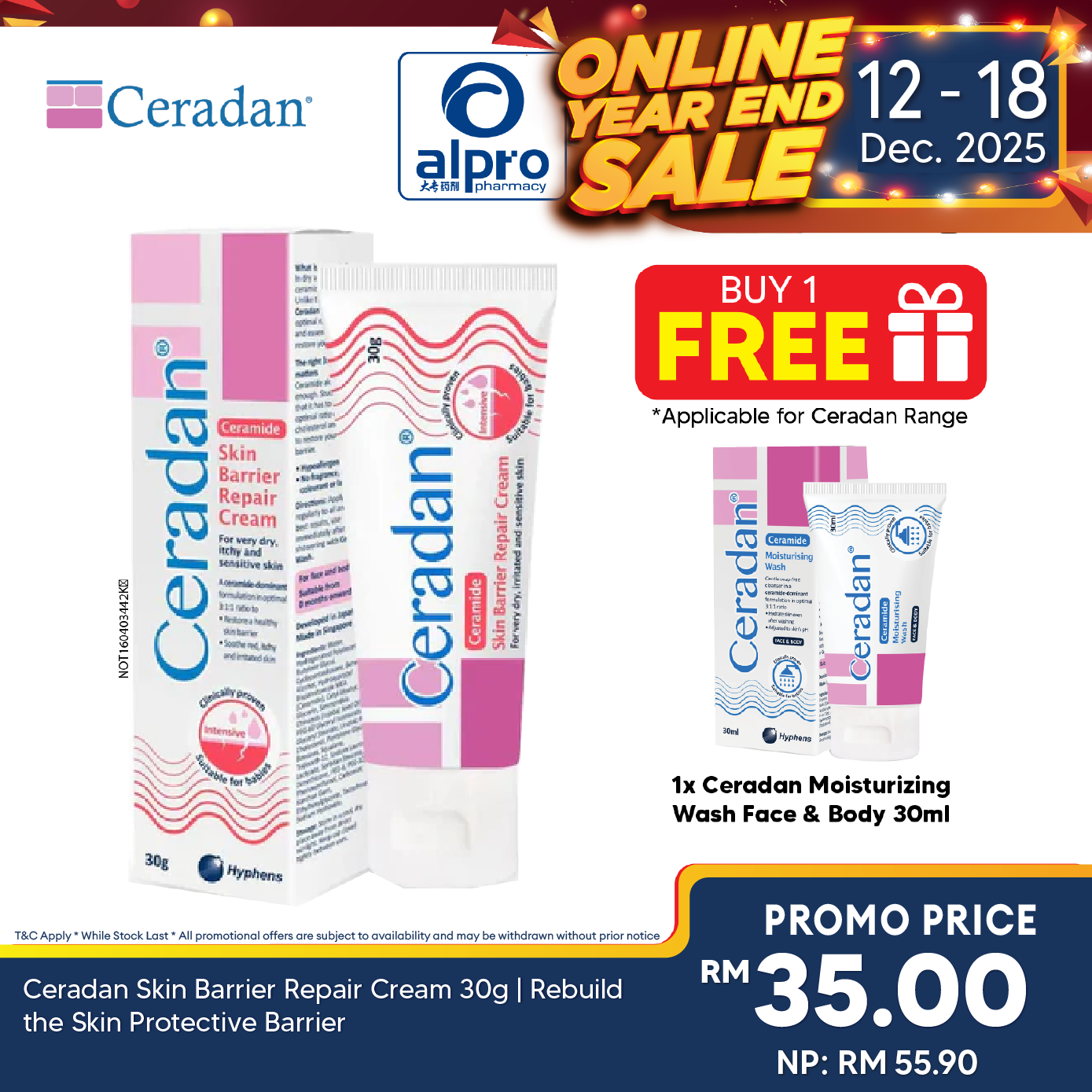 Ceradan Skin Barrier Repair Cream 30g | Rebuild the Skin Protective Barrier Alpro Pharmacy