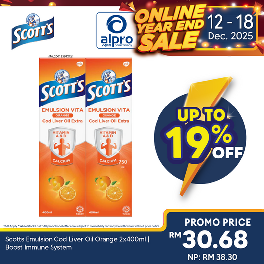Scotts Emulsion Cod Liver Oil Orange 2x400ml | Boost Immune System Scotts
