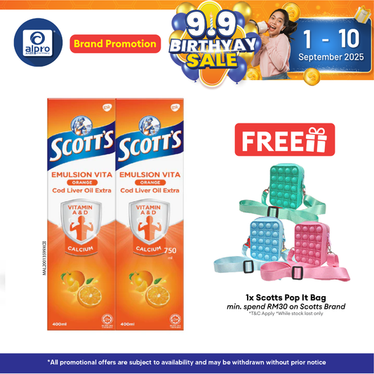 Scotts Emulsion Cod Liver Oil Orange 2x400ml | Boost Immune System Scotts
