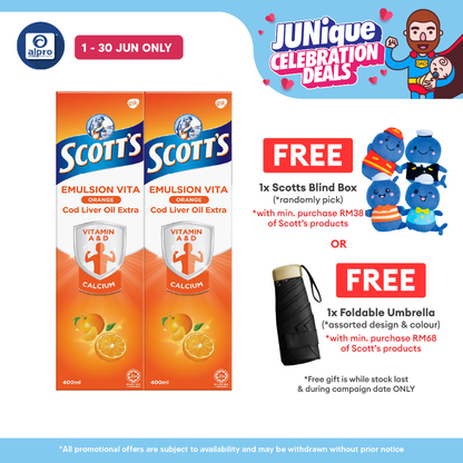 Scotts Emulsion Cod Liver Oil Orange 2x400ml | Boost Immune System Scotts