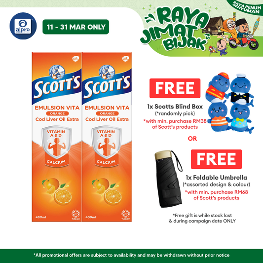 Scotts Emulsion Cod Liver Oil Orange 2x400ml | Boost Immune System Scotts