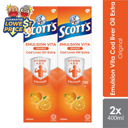 Scotts Emulsion Cod Liver Oil Orange 2x400ml | Boost Immune System Scotts