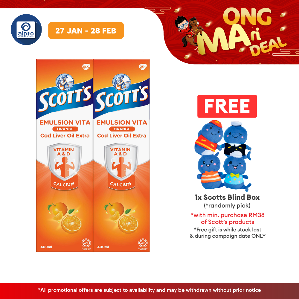 Scotts Emulsion Cod Liver Oil Orange 2x400ml | Boost Immune System Scotts