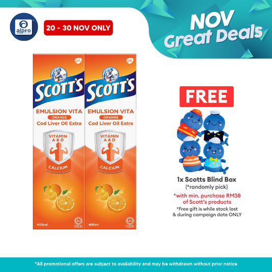Scotts Emulsion Cod Liver Oil Orange 2x400ml | Boost Immune System Scotts