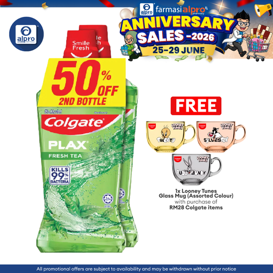 Colgate Plax (Fresh Tea) 750ml 2s | Kill 99% of Bacteria Colgate