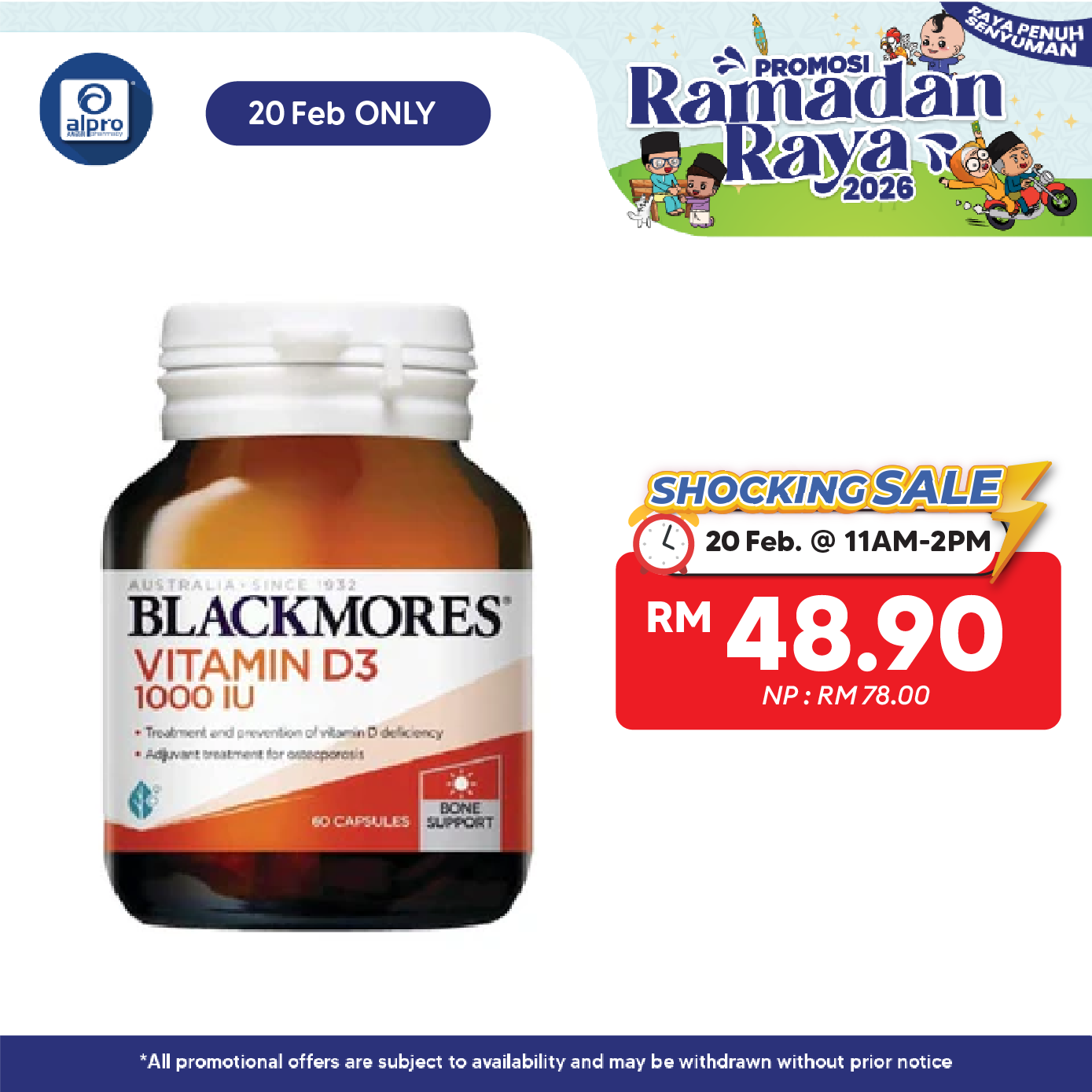 Blackmores Vitamin D3 1000IU 60s | Supporting Immune System Blackmores