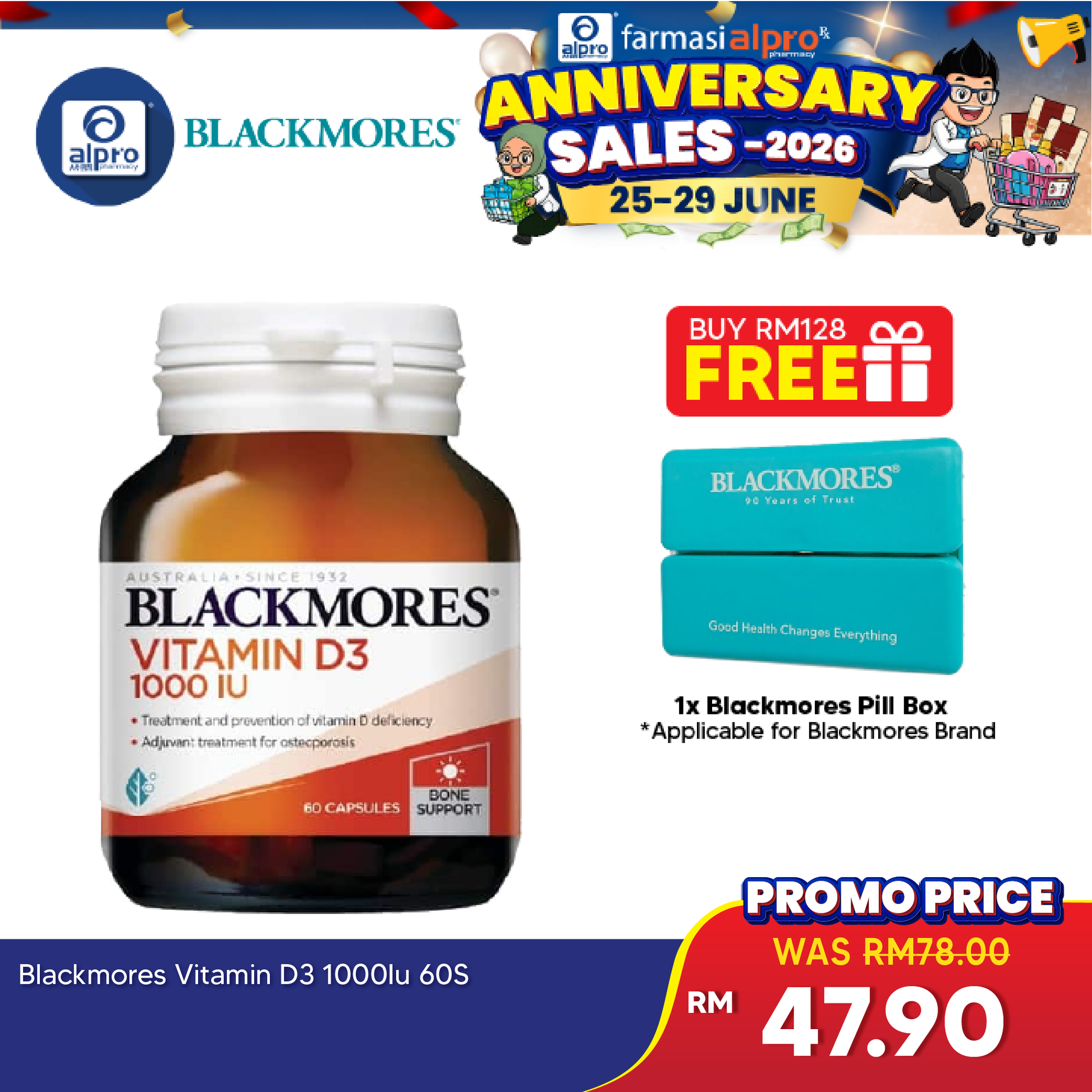 Blackmores Vitamin D3 1000IU 60s | Supporting Immune System Blackmores