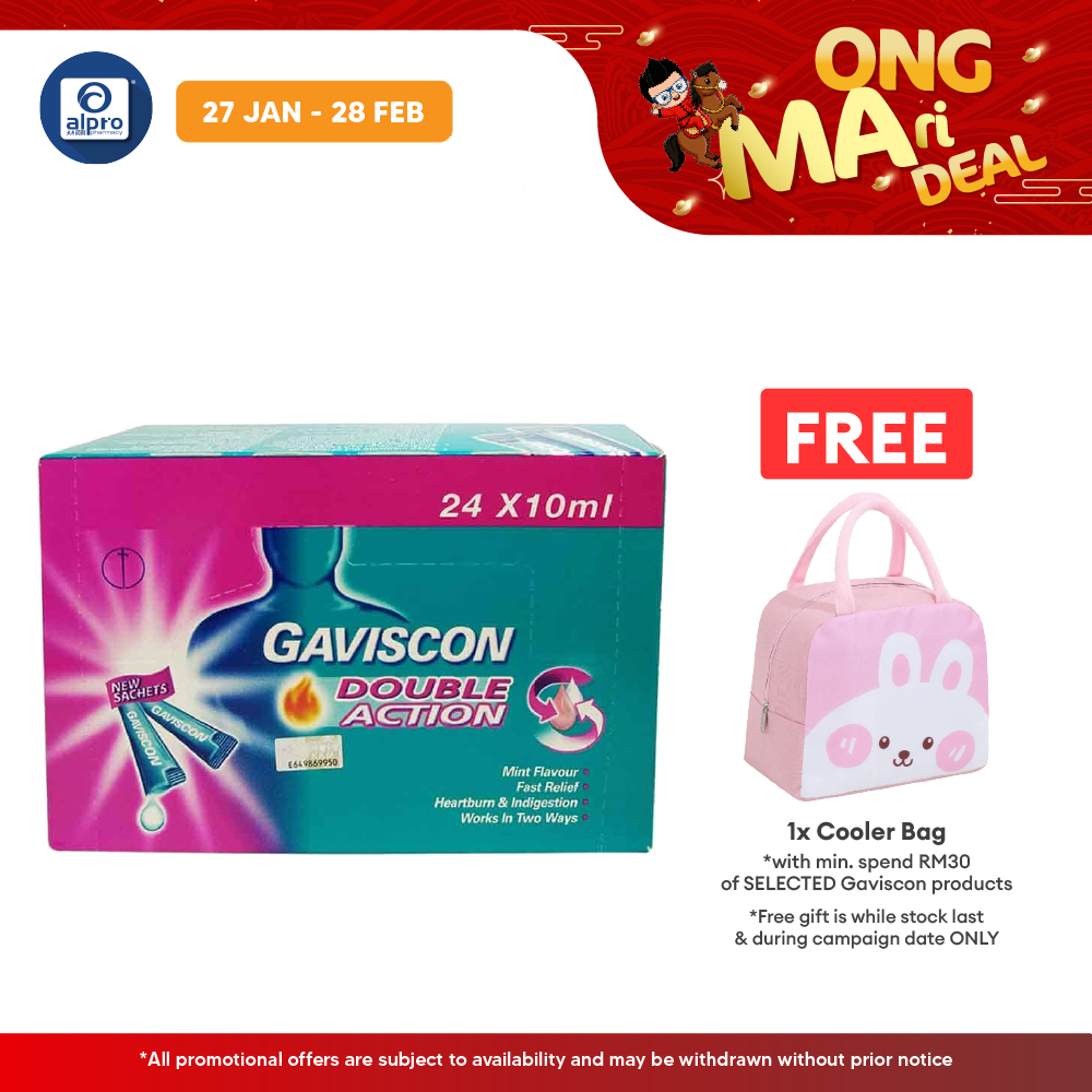 Gaviscon Double Action (sachet) 10ml 24s | Neutralises Excess Stomach Acid to Alleviate Discomfort Gaviscon