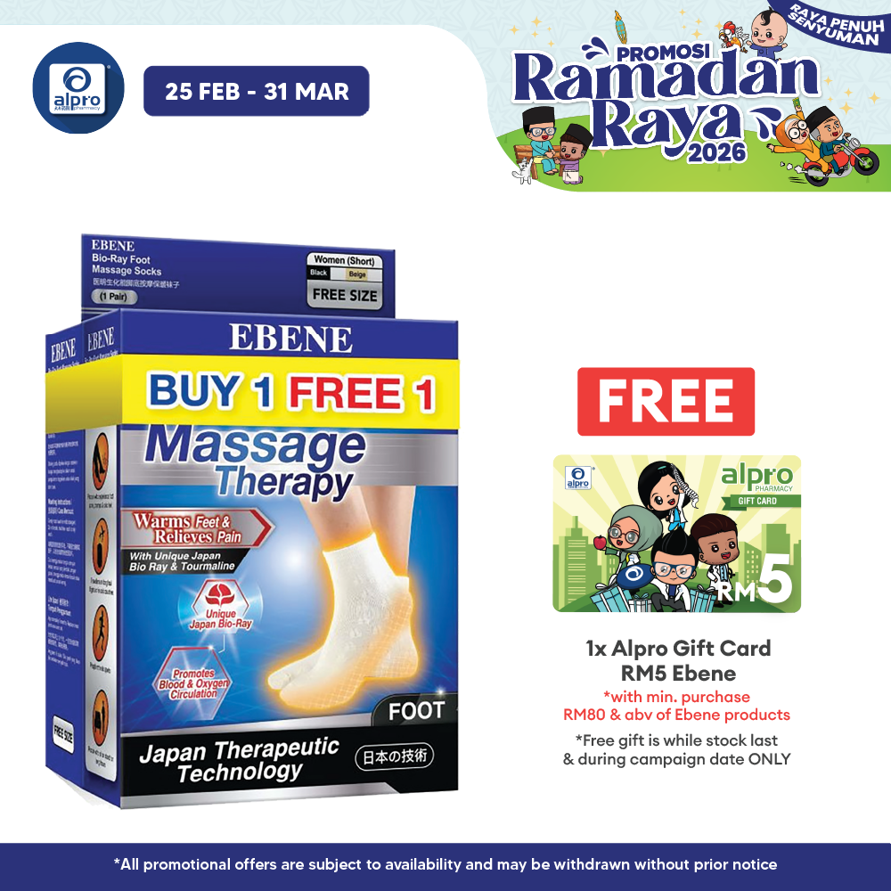 Ebene Bio Ray Foot Massage Socks (Women) 2 Pair -Beige Colour Ebene