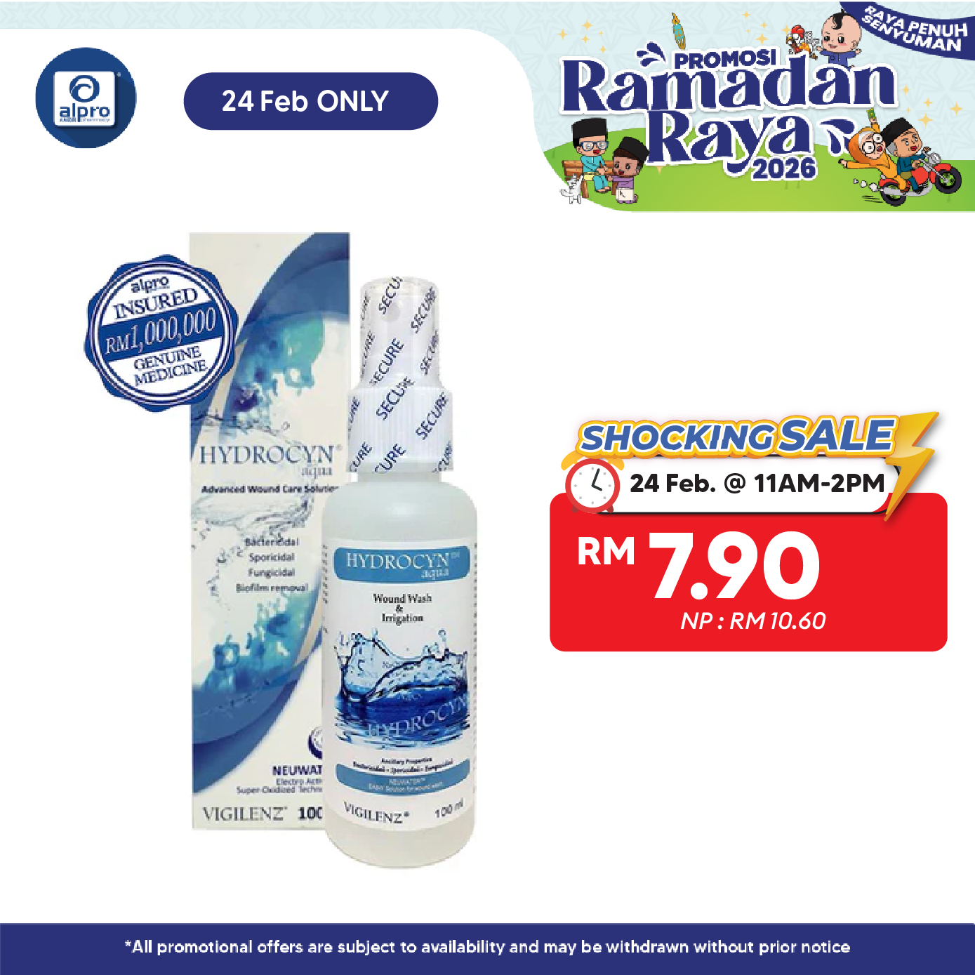 Vigilenz Hydrocyn Aqua Wound Care Spray Mist 100ml | Reduces Bacteria Load Vigilenz