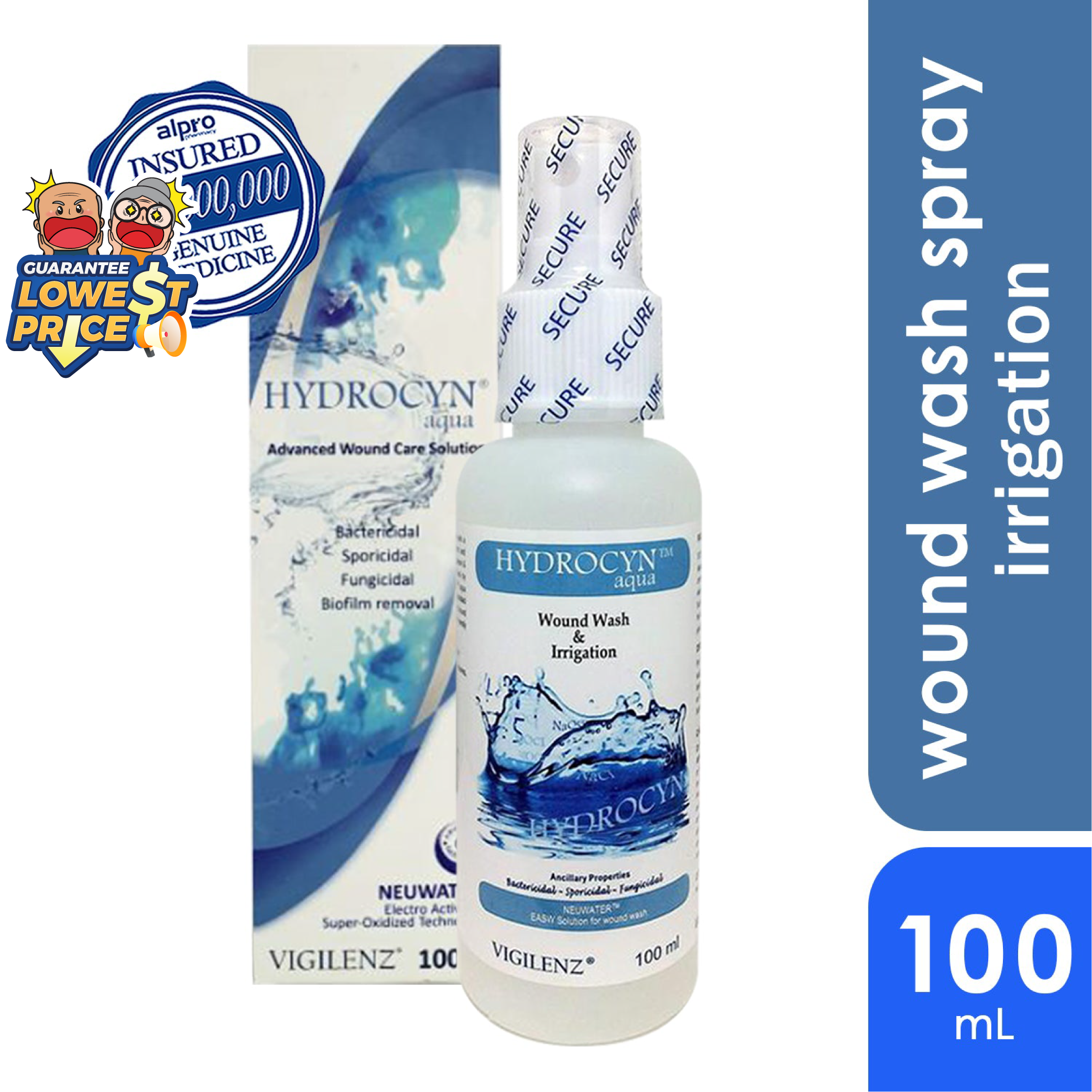 Vigilenz Hydrocyn Aqua Wound Care Spray Mist 100ml | Reduces Bacteria Load Vigilenz