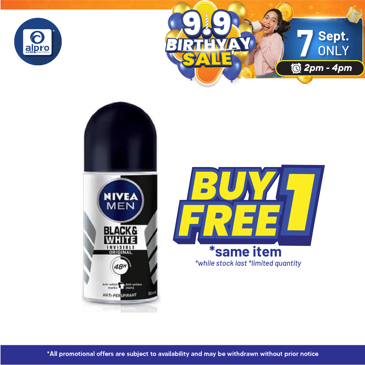 Nivea (m) Invisible Black&white Roll On 50ml 2s Alpro Pharmacy