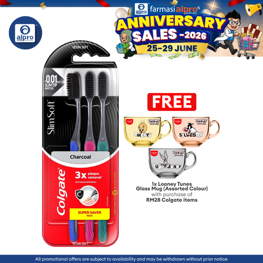 Colgate Toothbrush Slimsoft Charcoal Buy 2 Free 1 3s | Anti Bacterial Bristle Colgate