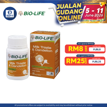 Bio-Life Milk Thistle & Dandelion 30s | Daily Supplement Bio-life