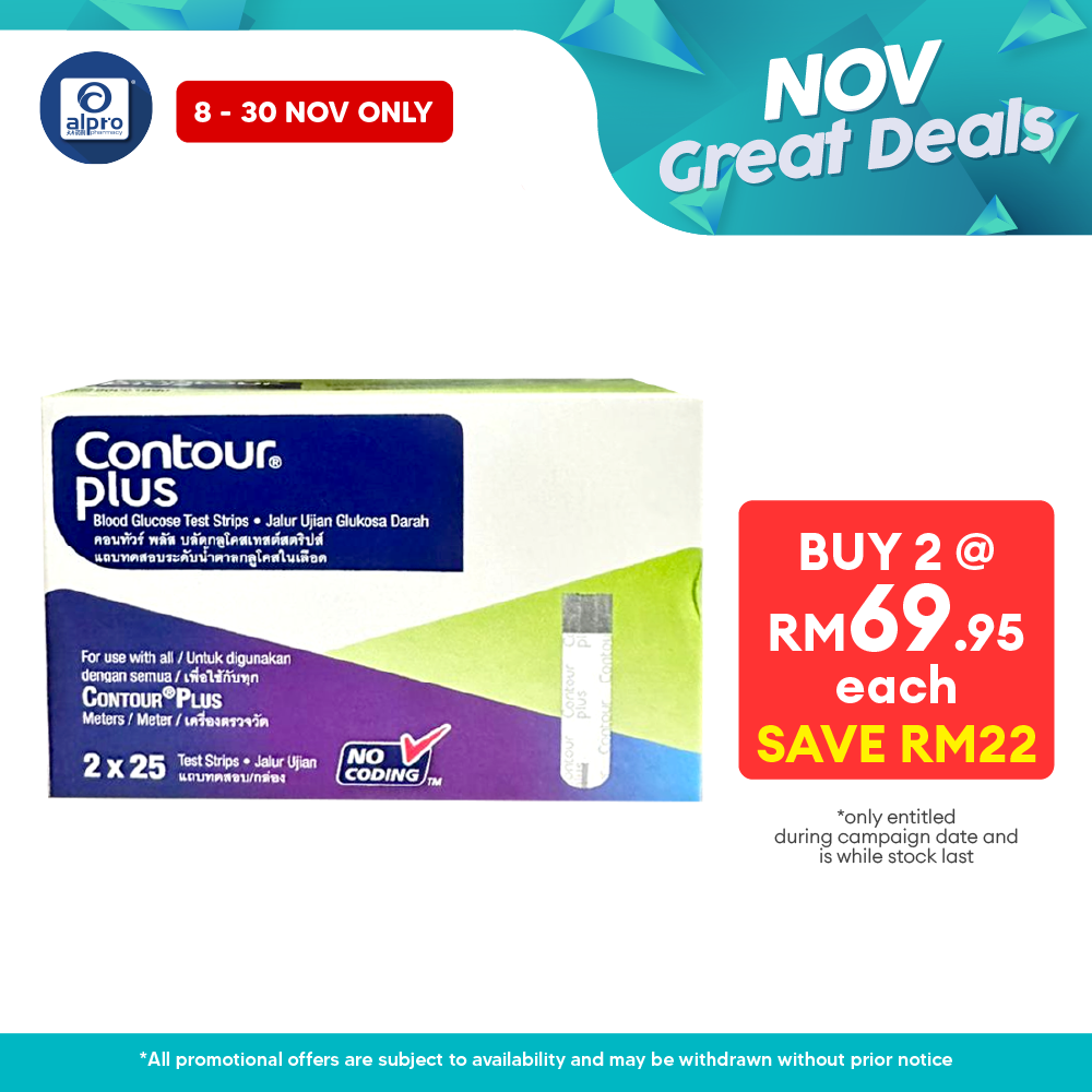 Contour Plus Test Strip 2x25s | Get The Right Amount Of Blood Contour